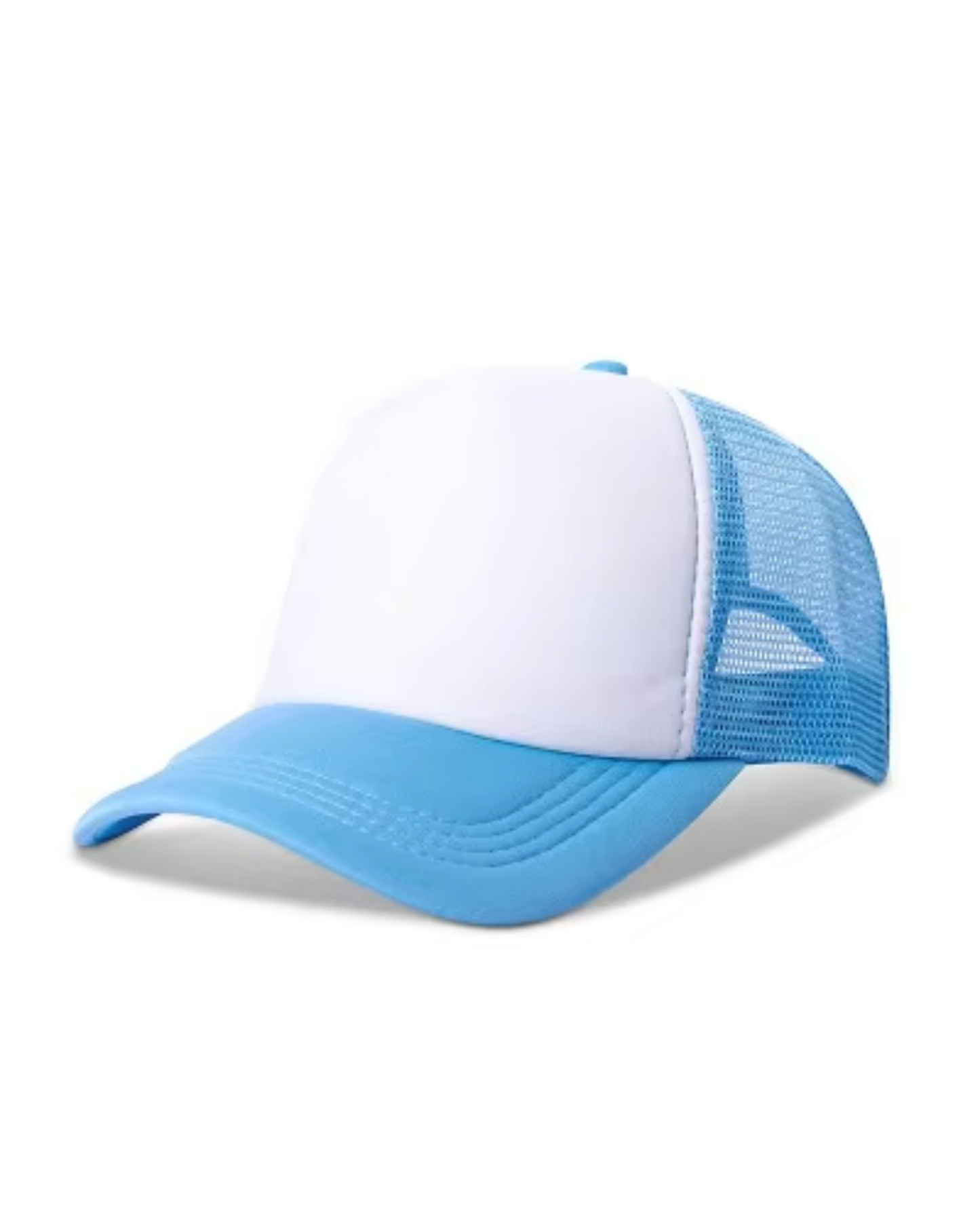 Blue and white cap on a white background