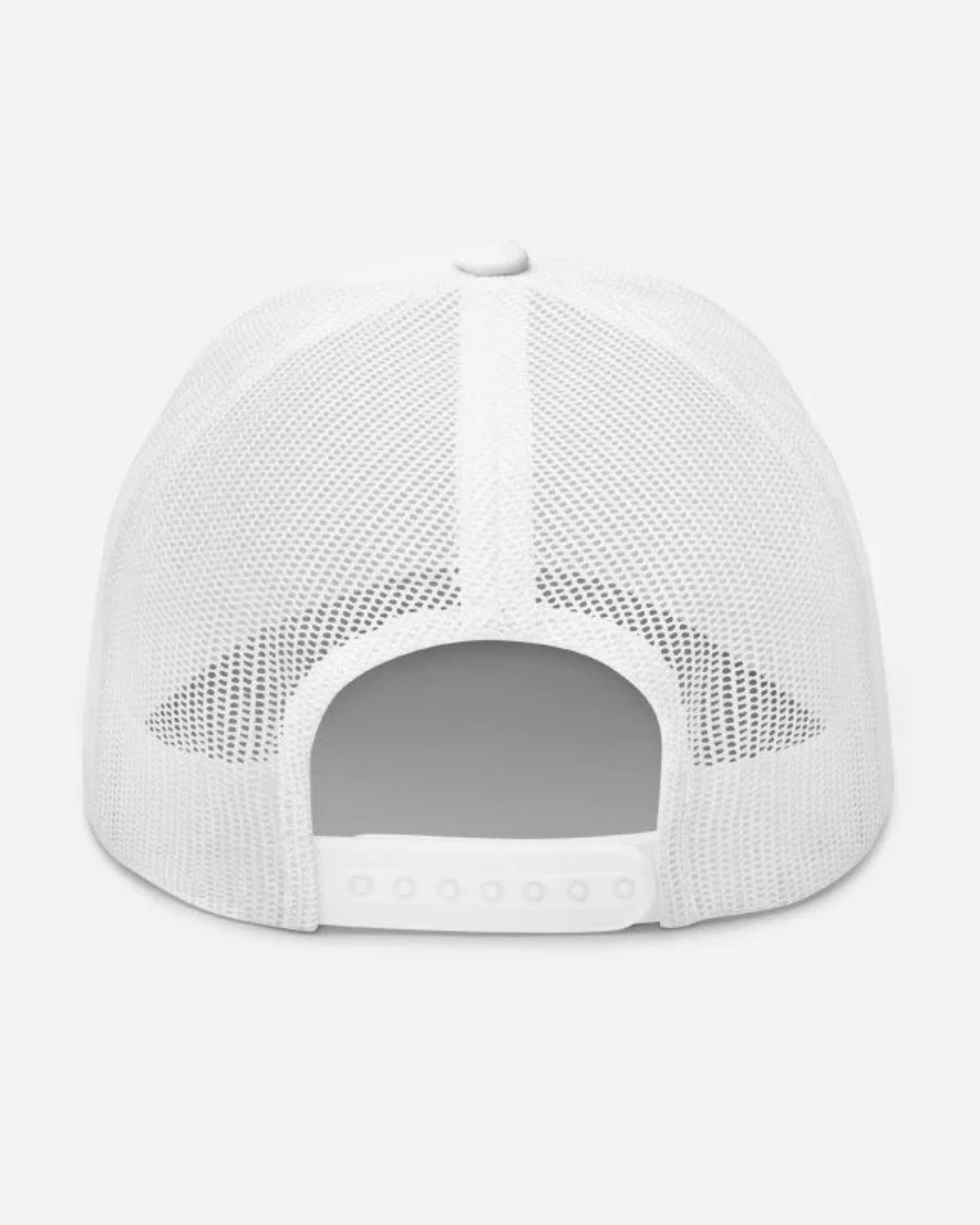 White mesh cap on a light gray background