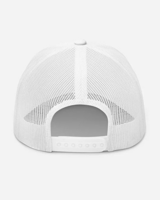 White mesh cap on a light gray background