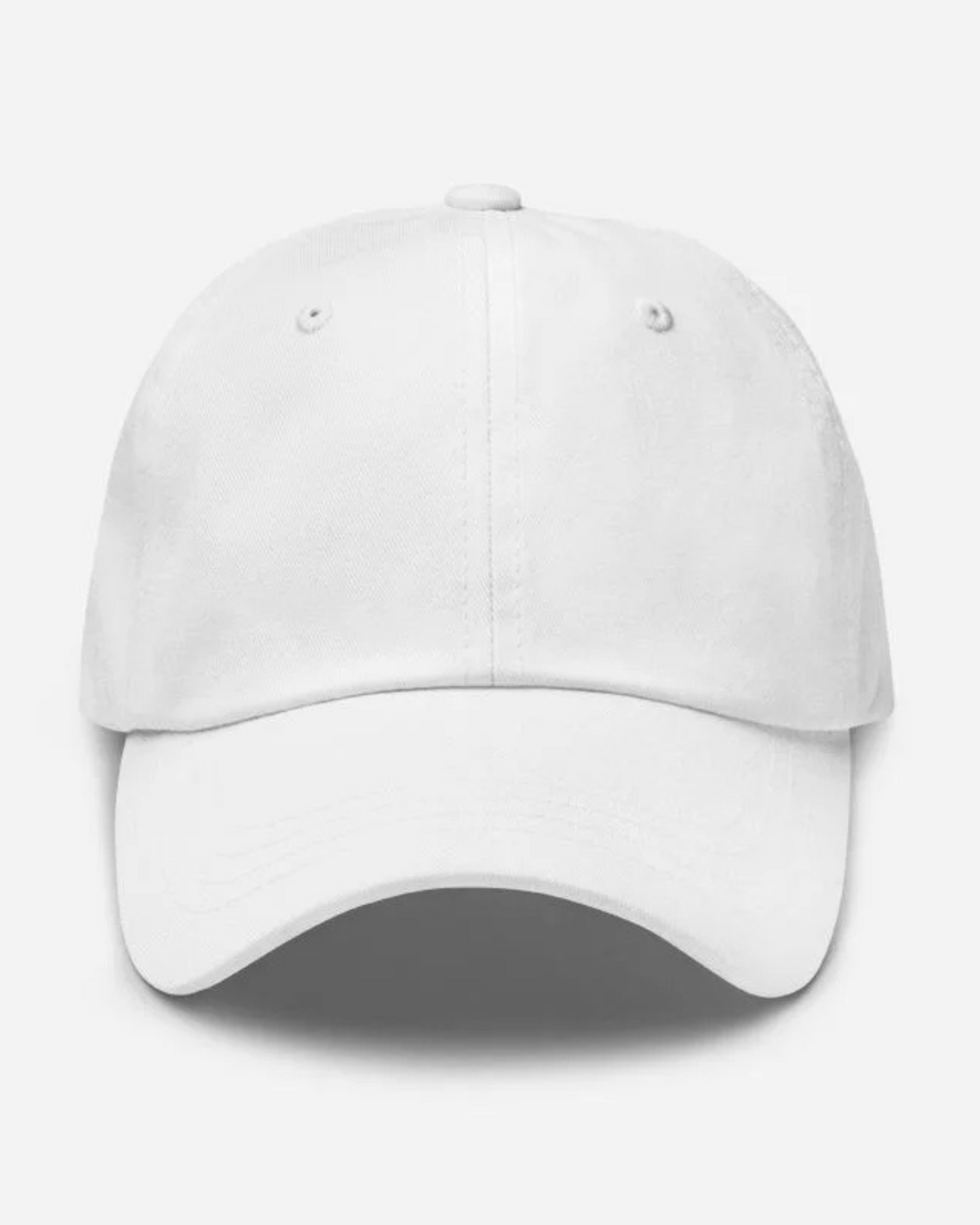 White baseball cap on a light gray background