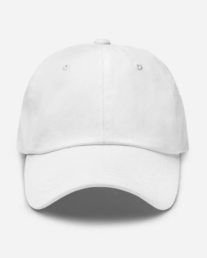 White baseball cap on a light gray background