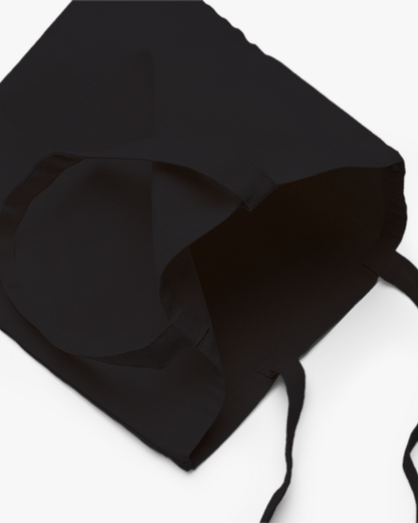 Black drawstring bag on a white background