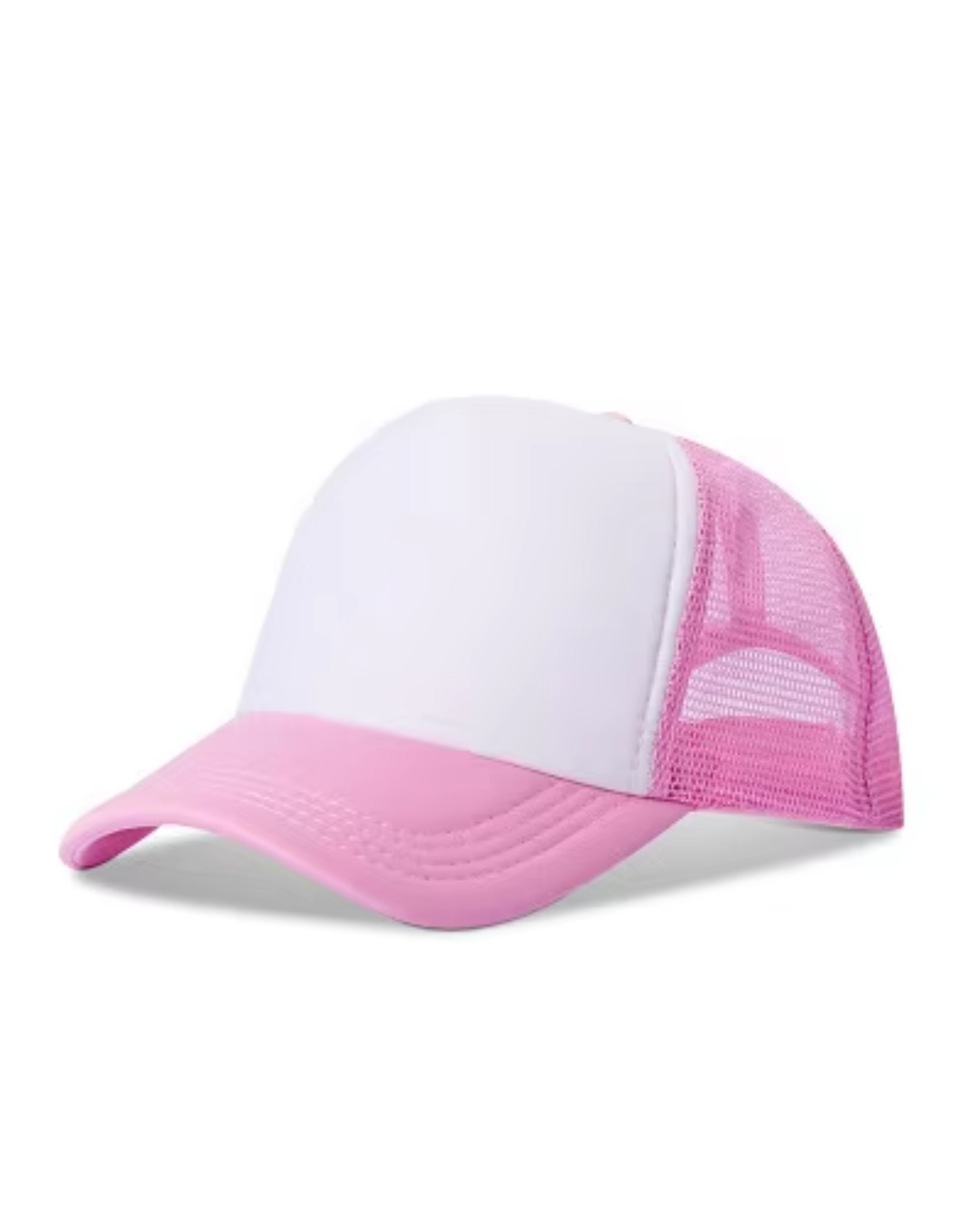 Pink and white cap on a white background